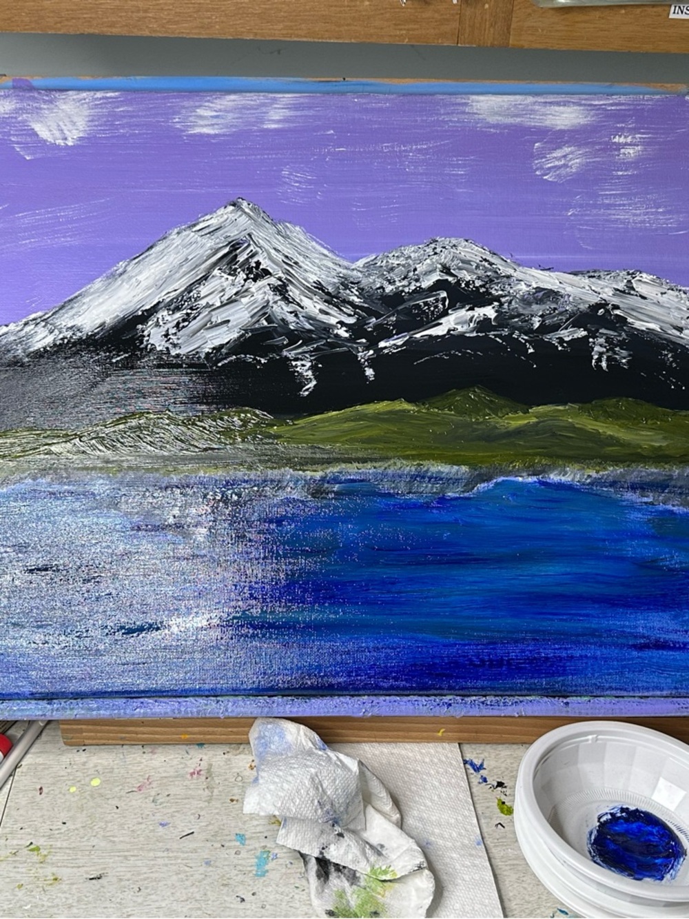 Lavender Horizon Mountain Canvas Wall Art by